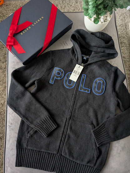 New Ralph Lauren boys big pony full zip knit jacket Embroidery  winter 14-16Y