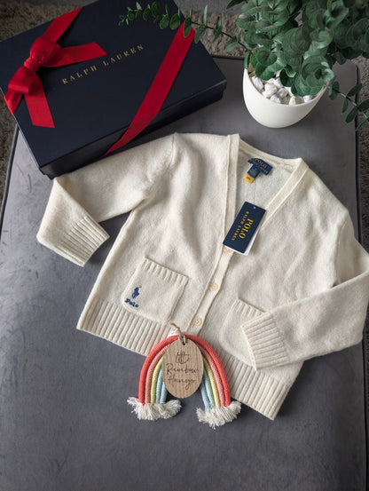 New Stunning Ralph Lauren Girls Wool Cashmere Ivory Cardigan Age 5 RRP £149 Gift