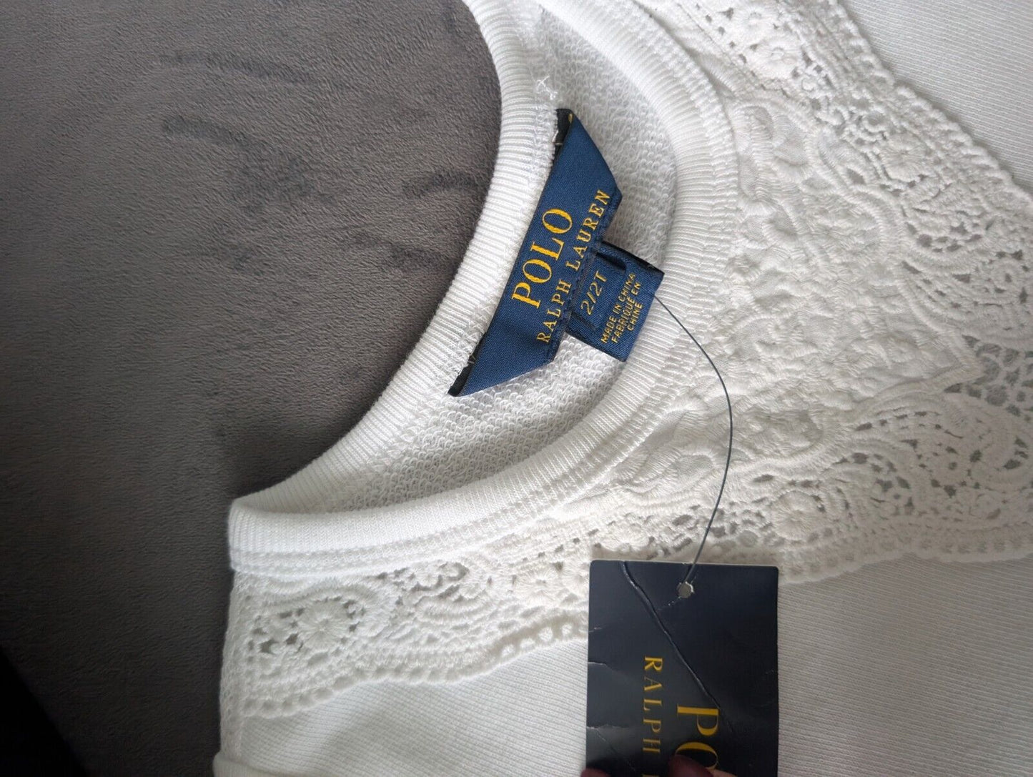 New Ralph Lauren Girls White Lace Detail Jumper Gift Smart Age 2 RRP £65