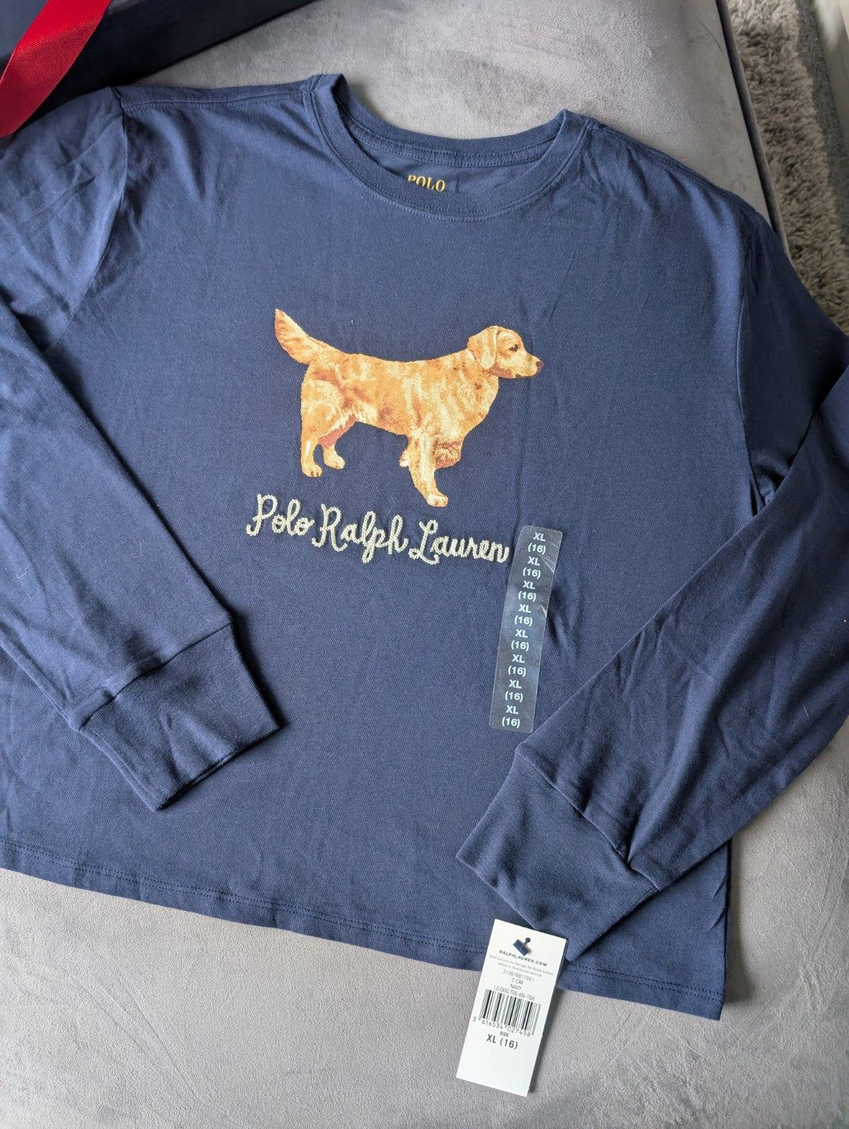 New Ralph Lauren Girls Long sleeve Dog Polo Ralph Embroidered T Shirt 12-14y