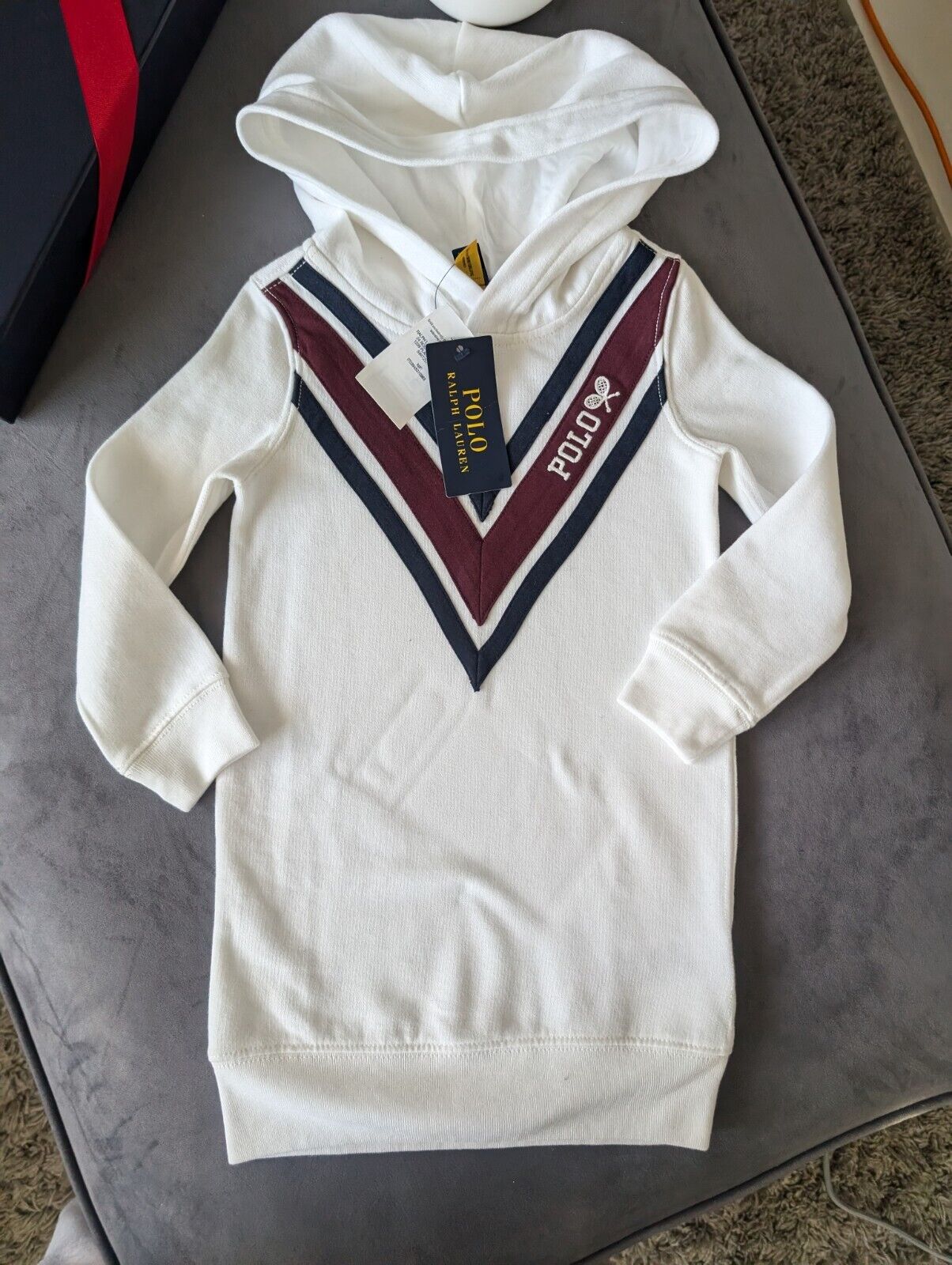 New Girls Polo Ralph Lauren White Hooded Dress Jumper Dress Age 3 hoodie Gift