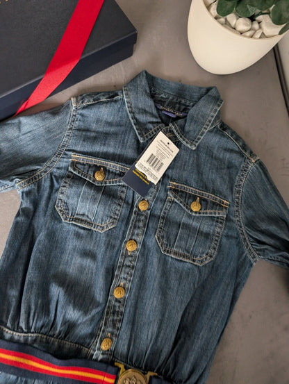 New Ralph Lauren girls denim style shirt dress belted occasion 7 Yrs occasion smart gift