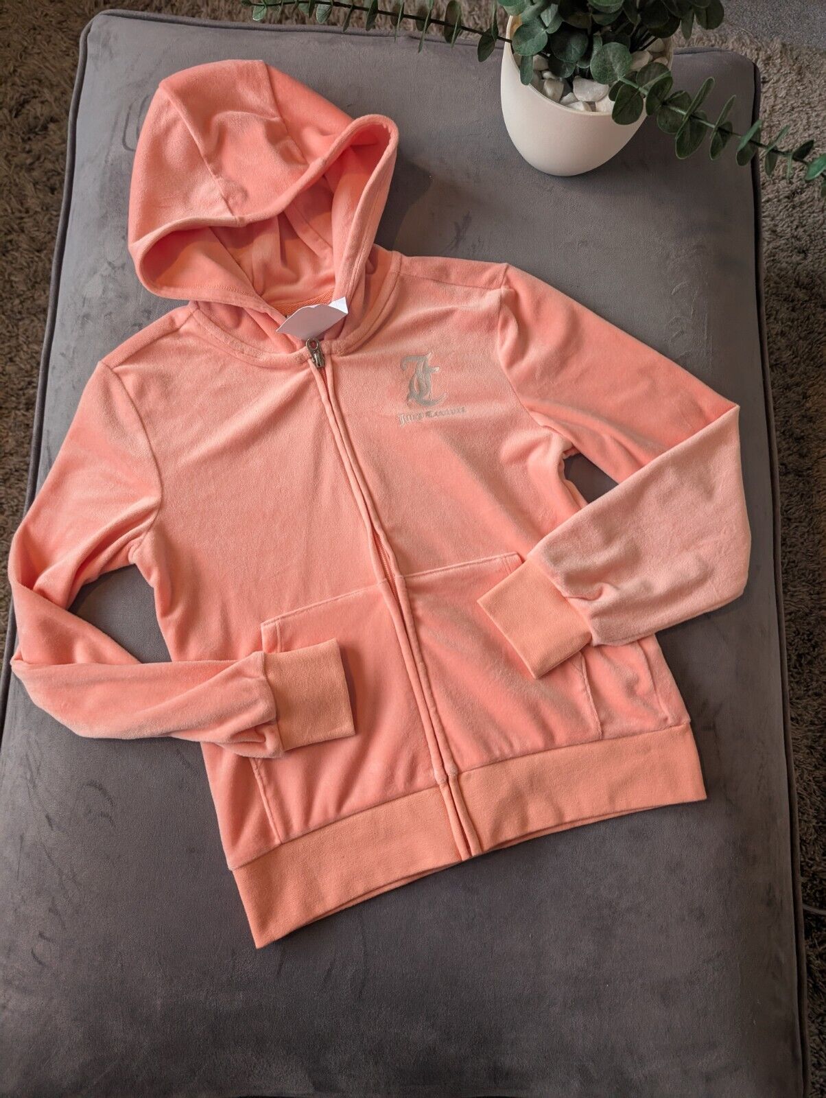 New Juicy Couture Kids Full Zip Track Jacket Peach Pink  Girl's Age 10/11