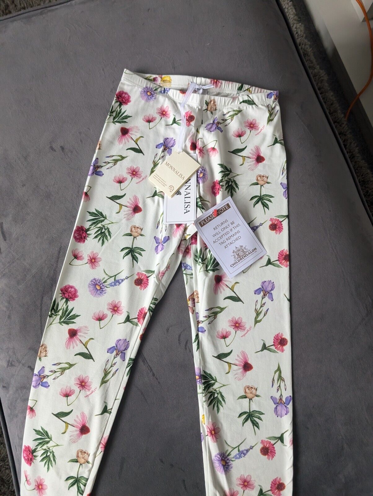 New Ivory Floral Pretty Monnalisa Girls Leggings 10 Years BNWT Occasion Gift