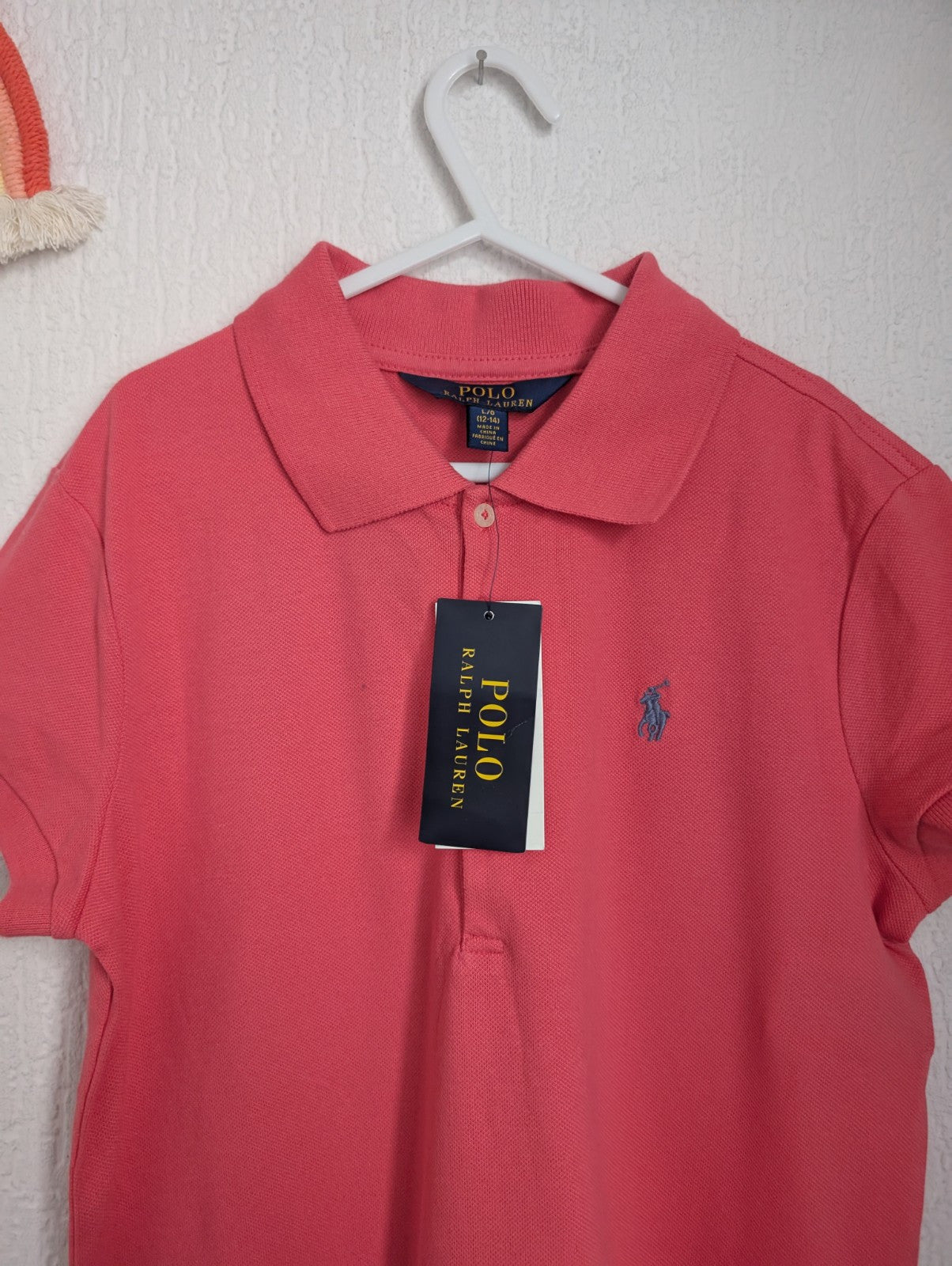 New Ralph Lauren Polo Tennis Dress Coral Smart Basic Embroidery Pony 12y Summer