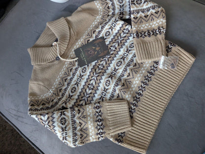 New Stunning Rorie Whelan Beige Brown Aztec Knit Jumper 1-2y Gift Kids Fair Isle