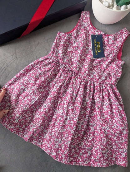 New Ralph Lauren Baby Girls Ditsy Floral Dress Occasion Pretty 18-24m Gift Pink