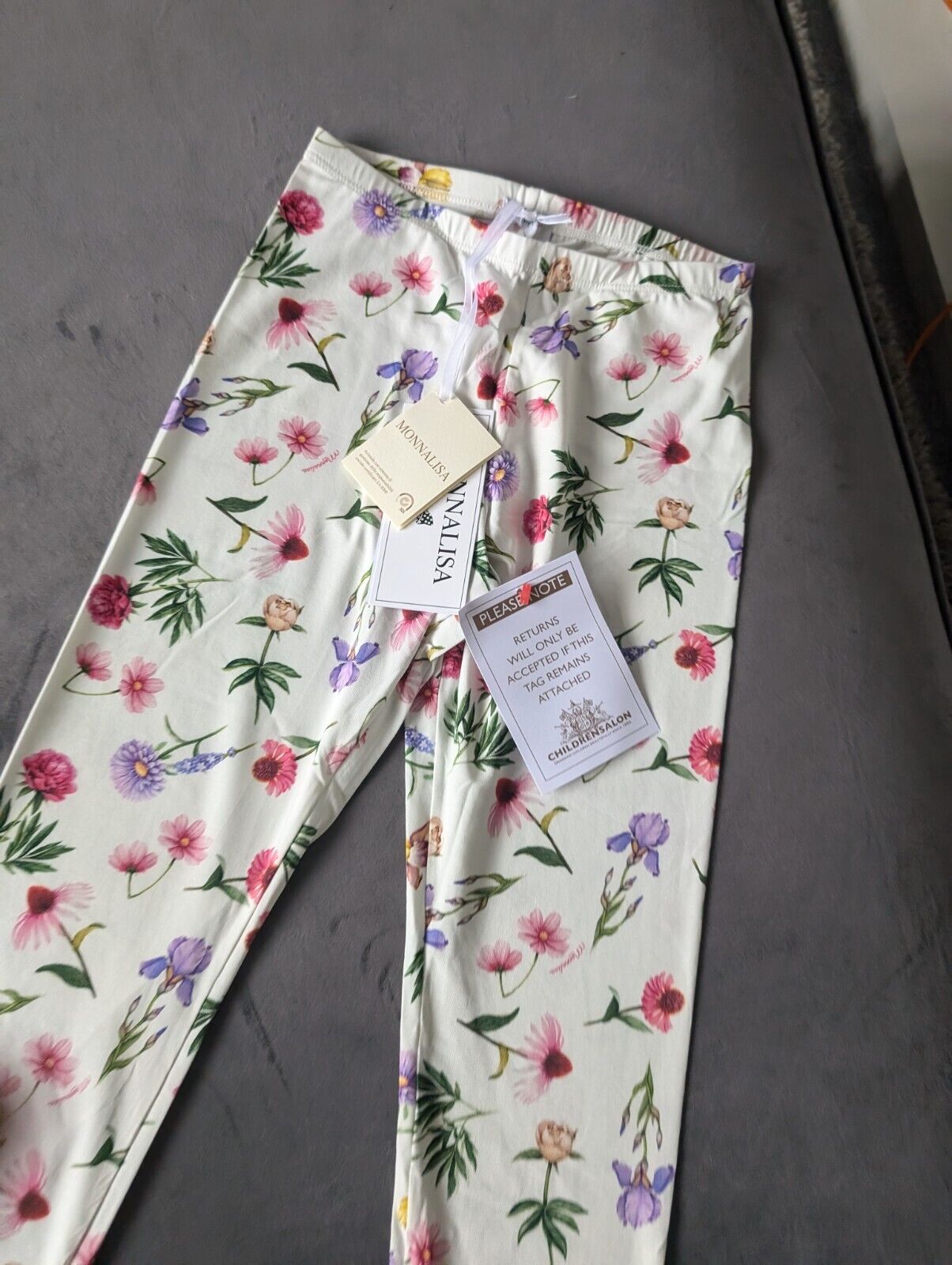 New Ivory Floral Pretty Monnalisa Girls Leggings 10 Years BNWT Occasion Gift