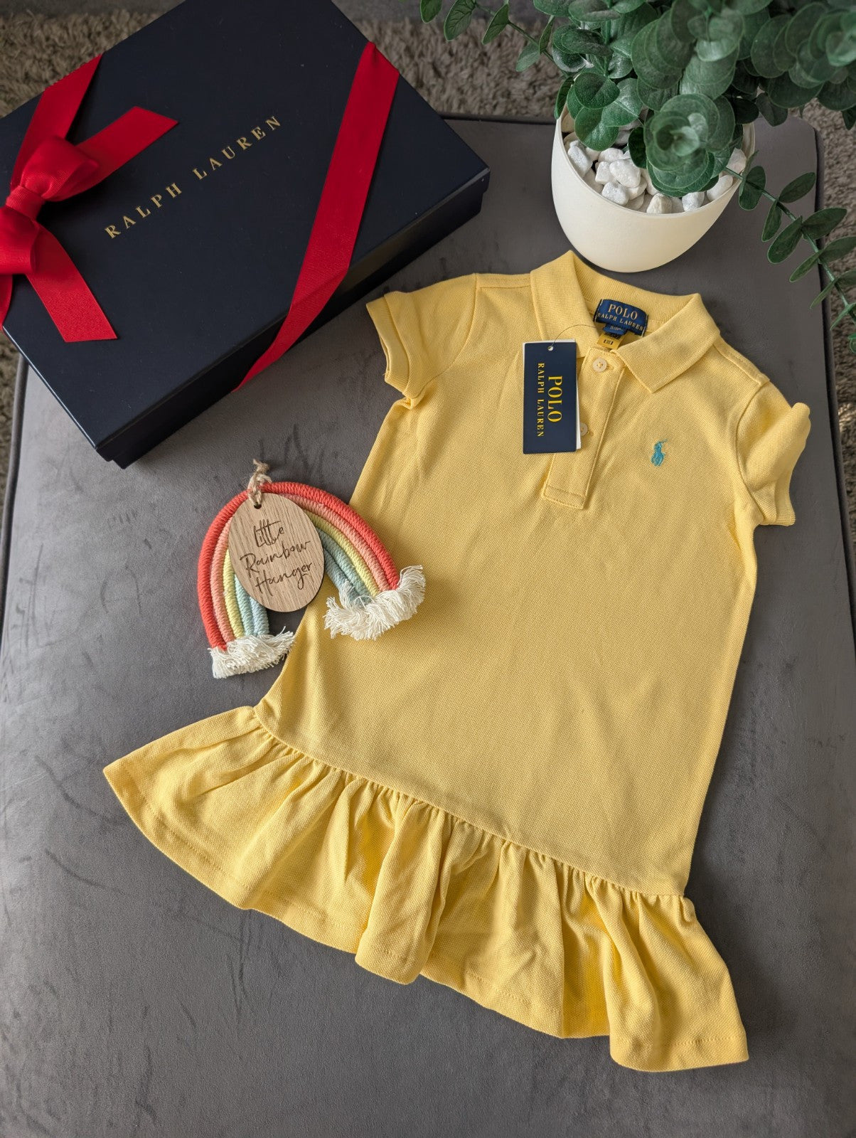 new polo Ralph Lauren yellow polo smart Dress Age 2 years occasion gift pretty