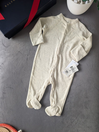 New Ralph Lauren Baby Unisex Yellow Grey all In One Babygrow Gift 0-3m Neutral