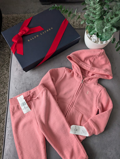 New Gorgeous Ralph Lauren Pink Scalloped Baby Girl Tracksuit  12-18m Gift Baby