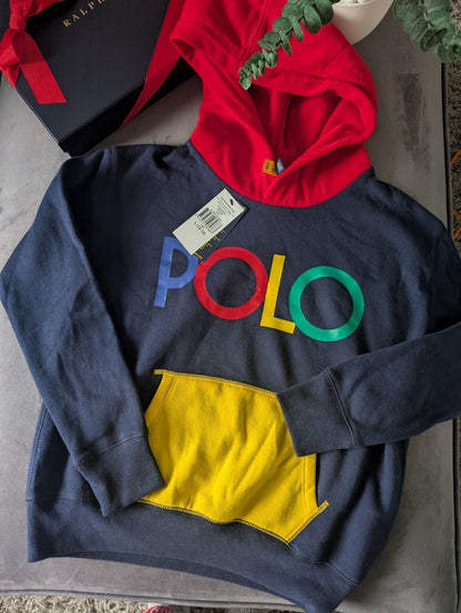 New  Ralph Lauren Boys Colour Logo Fleece Full-Zip Hoodie Smart Age 12-14 £109