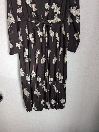 New  Marks & Spencer Autograph Pleated Midi Floral Dress Size 12 Occasion Formal