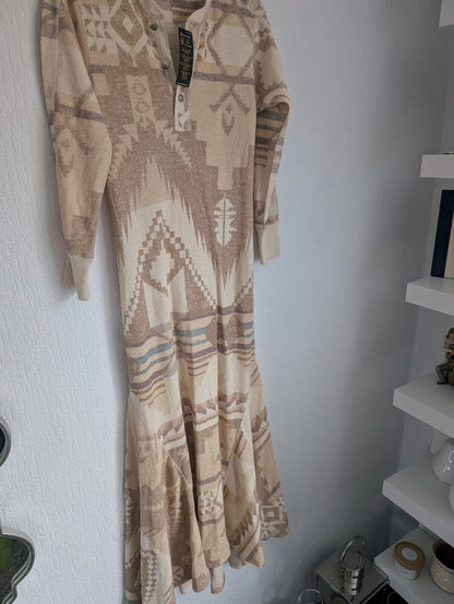 New Stunning Polo Ralph Lauren Southwestern Henley Printed Maxi Dress UK S Maxi