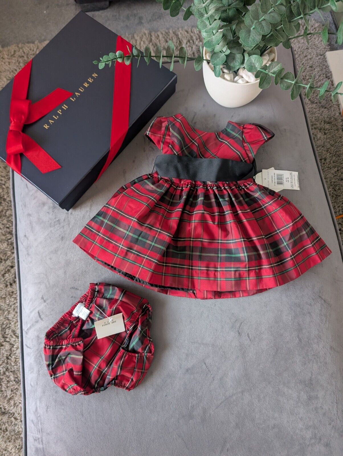 New Ralph Lauren tartan girls vincenza fit flare party dress 9-12m gift cute party