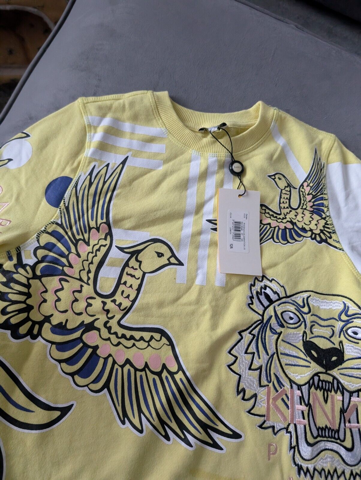 New Stunning Kenzo Girls Phoenix Paris Jumper age 12A Embroidery Yellow Julia