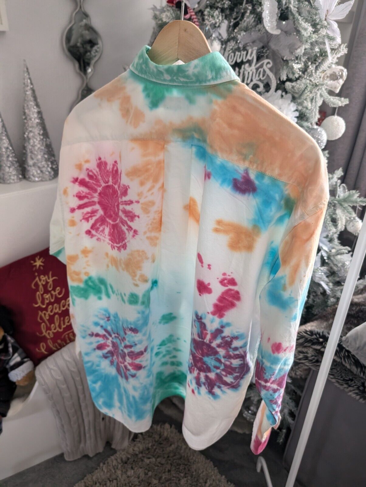 Bnwot Stunning Women’s Ralph Lauren Tie Dye Shirt Multi Rainbow Long Sleeve UK14