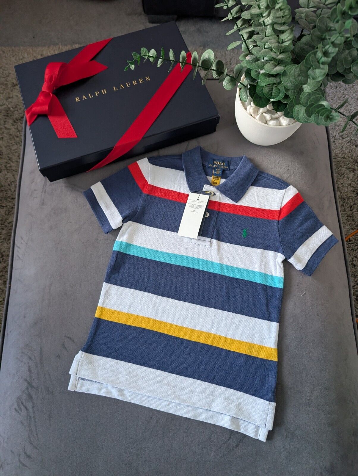 New Ralph Lauren Rainbow Smart Polo T Shirt Age 4 Gift Casual Embroided Pony