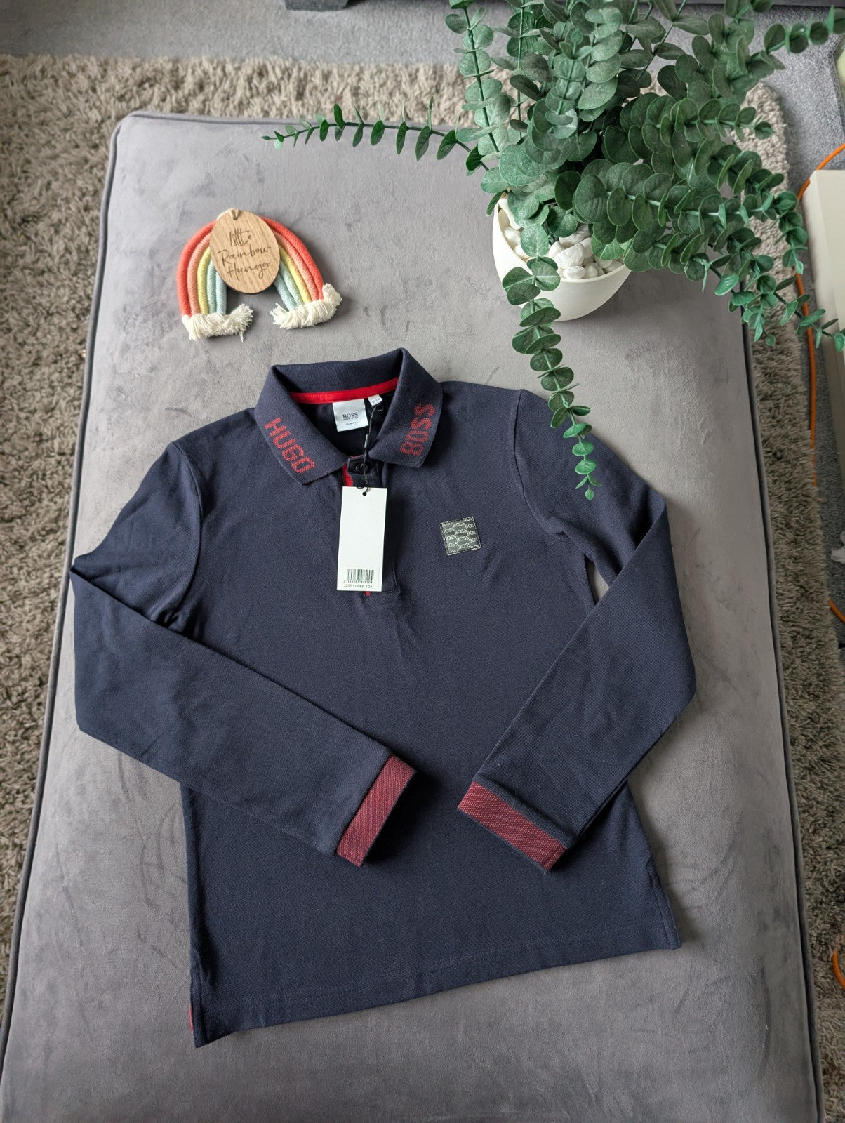 New Hugo boss boys long sleeve polo shirt top t shirt Navy gift Smart 8-10yrs