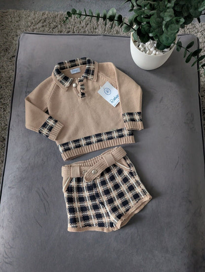 New Gorgeous Brown Black Knit Rahigo Knit Two Piece set Spanish Age 12 Months