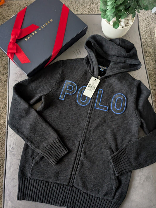 New Ralph Lauren boys big pony full zip knit jacket Embroidery  winter 14-16Y