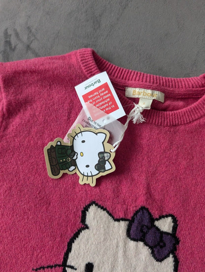 New RARE hello Kitty Barbour Pink Lambswool Jumper Gift Autumn Collector Girls L