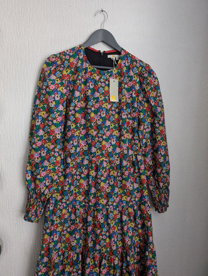 New Boden Glorious British Style Ditsy Floral Maxi Tiered Dress Uk 10 R Autumn