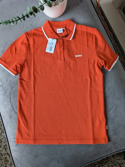 New Hugo boss boys Smart polo shirt top t shirt Gift Tangerine Orange 10yr £60