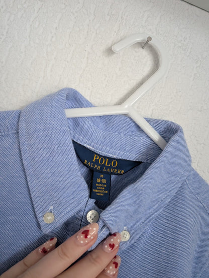 New Ralph Lauren Blue Embroided Logo Smart Formal Cotton Oxford Shirtdress 8yr