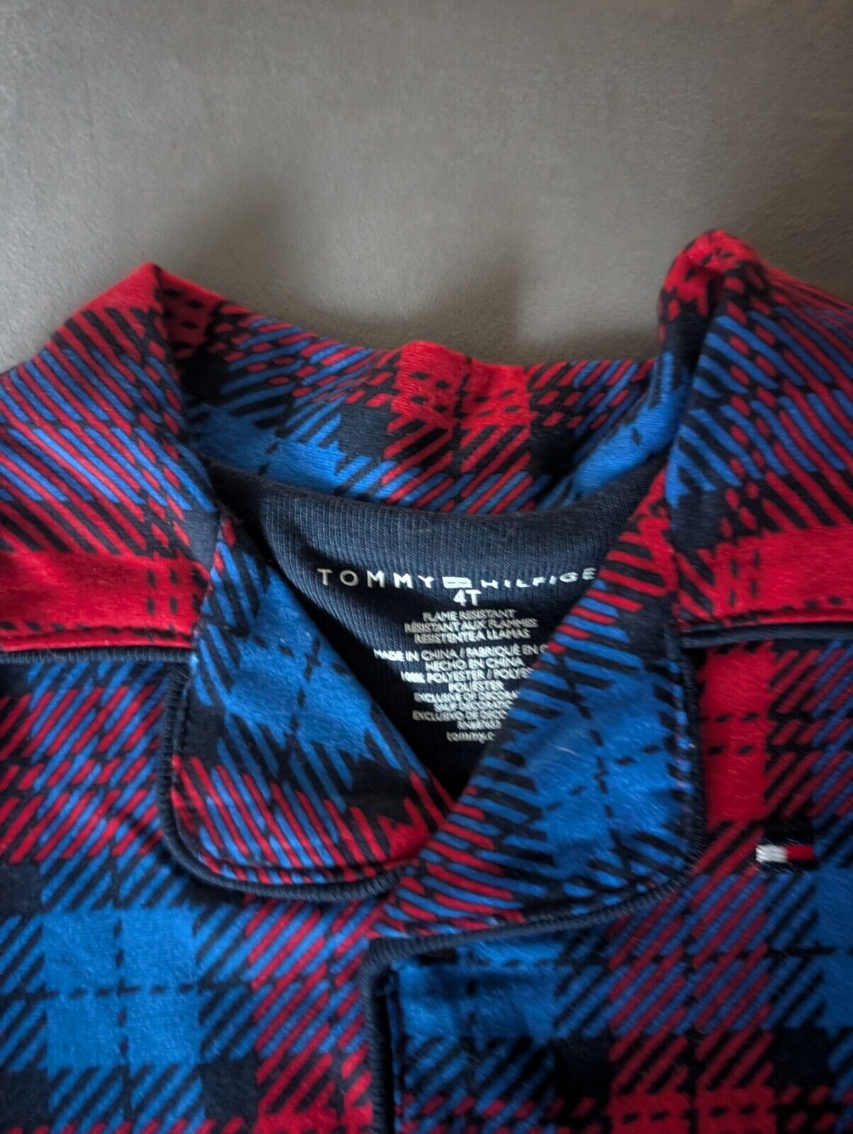 New Adorable Tommy Hilfiger Boys Plaid Pyjamas Blue Red Gift Soft 4 Checked