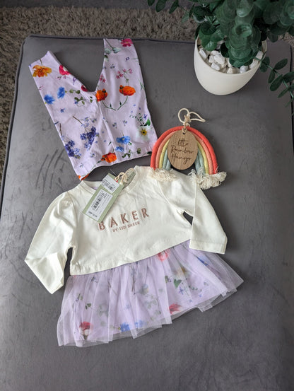 New Ted Baker Baby Girl Legging Top Outfit Set Gift Frill 3-6m Floral Pretty