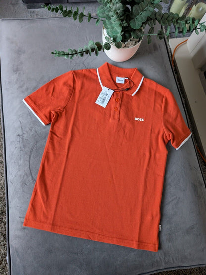 New Hugo boss boys Smart polo shirt top t shirt Gift Tangerine Orange 10yr £60