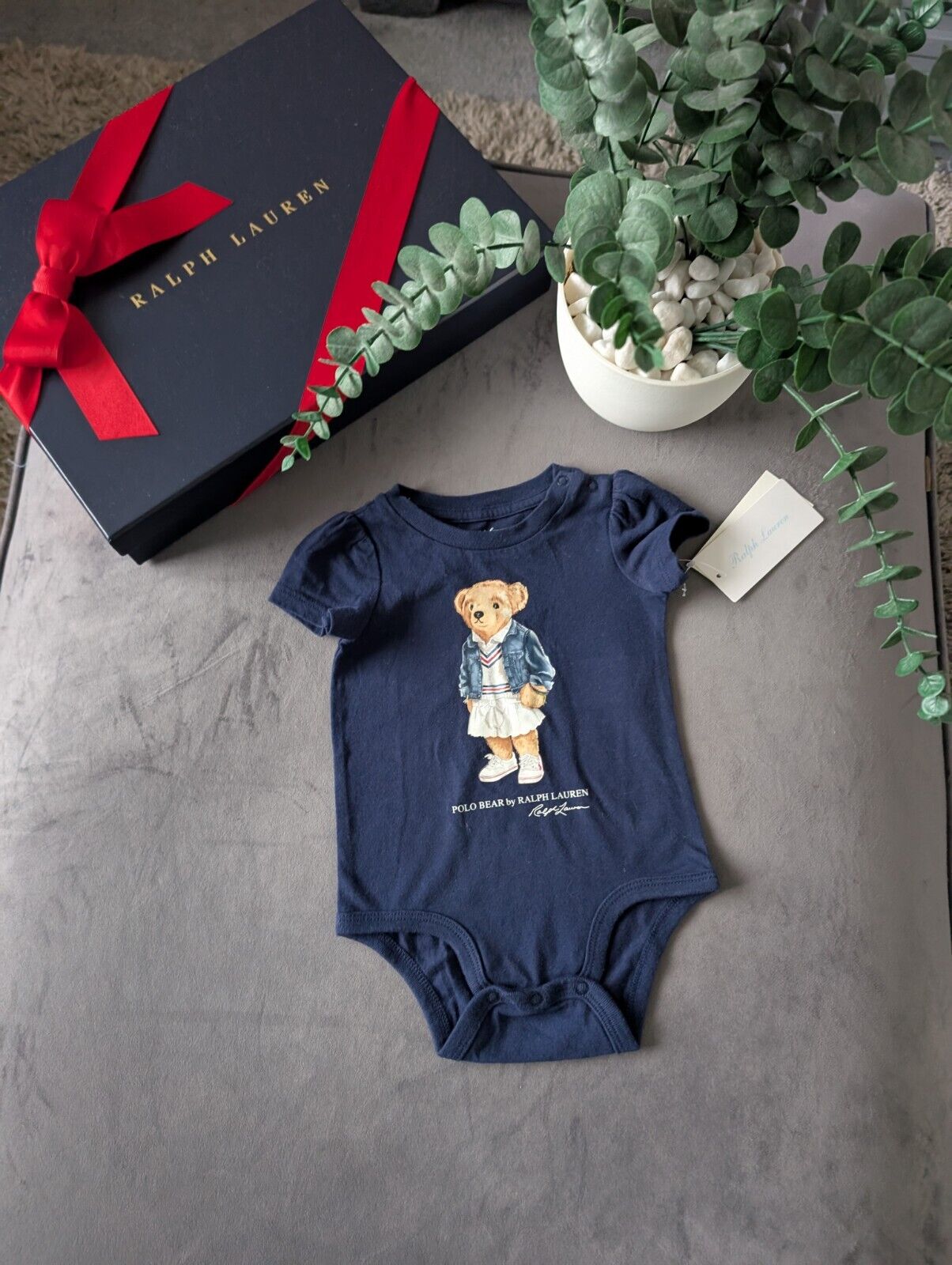 New Ralph Lauren Baby Girls Navy Blue Bear Bodysuit Gift VestRRP£45 0-3m Tennis