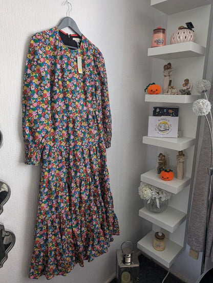 New Boden Glorious British Style Ditsy Floral Maxi Tiered Dress Uk 10 R Autumn