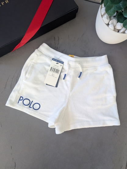 New Ralph Lauren Girls Shorts Gift Summer Age 6 White Terry Beach Summer