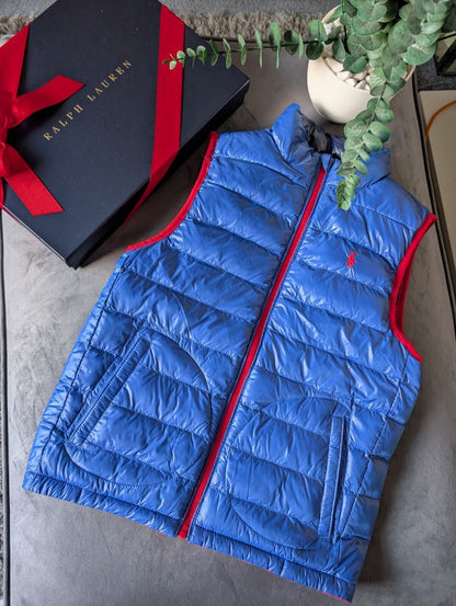 New Ralph Lauren Boys Reversible Red Blue Gilet Bodywarmer 8-10y Puffer £129