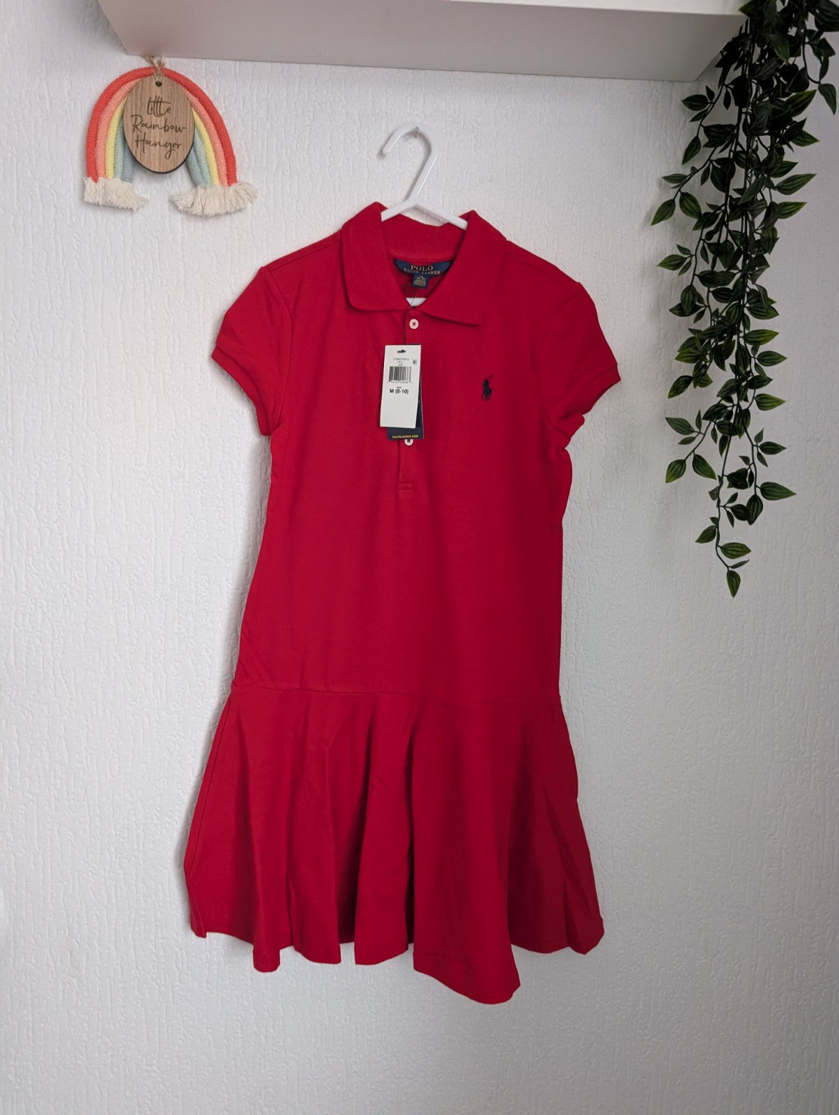 New Ralph Lauren Polo Tennis Dress Red Size Girls M 8-10 Years Gift Occasion