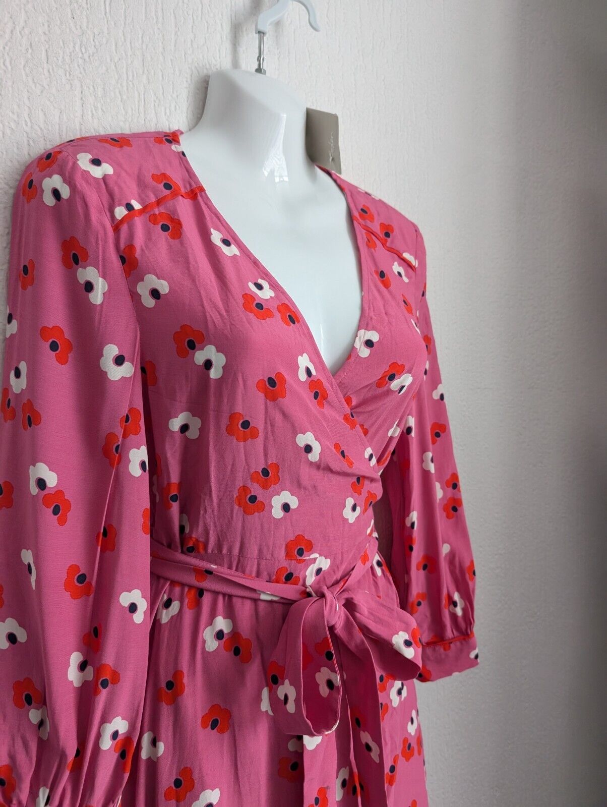 New Boden Floris wrap midi dress size 8 Reg pink colour Pink Occasion Floral