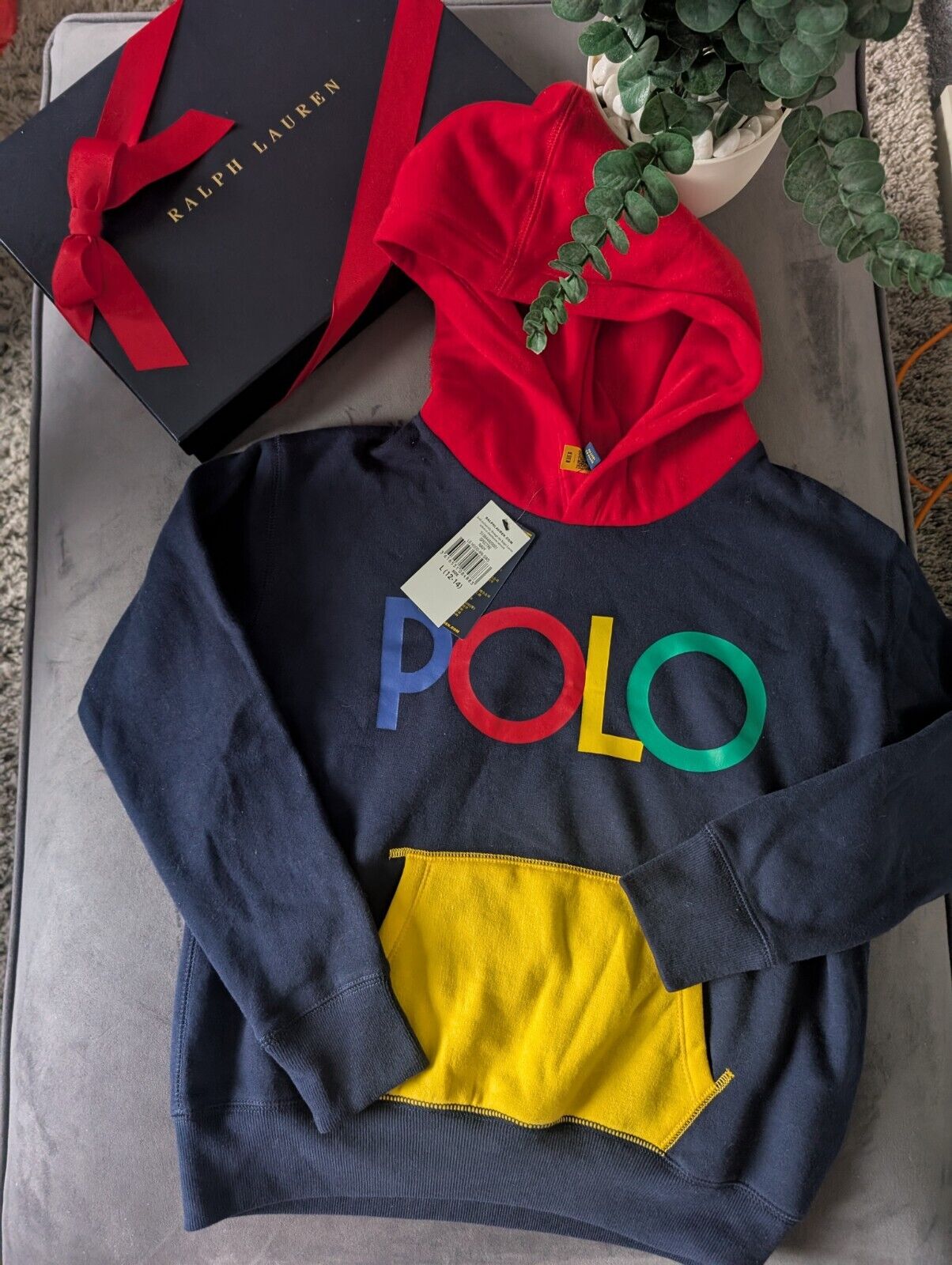 New  Ralph Lauren Boys Colour Logo Fleece Full-Zip Hoodie Smart Age 12-14 £109