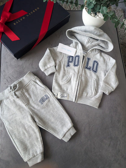 New Ralph Lauren baby boys Grey White tracksuit 3-6m smart casual cute Gift £120