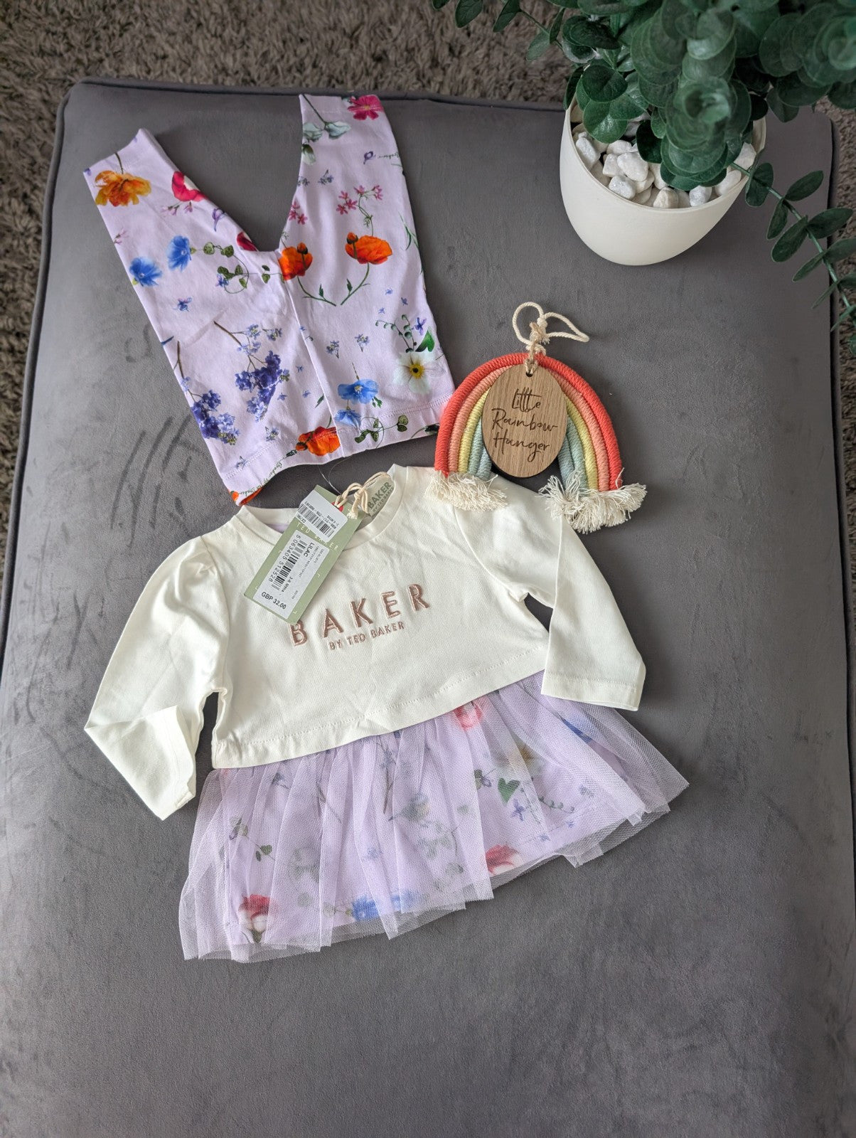 New Ted Baker Baby Girl Legging Top Outfit Set Gift Frill 3-6m Floral Pretty