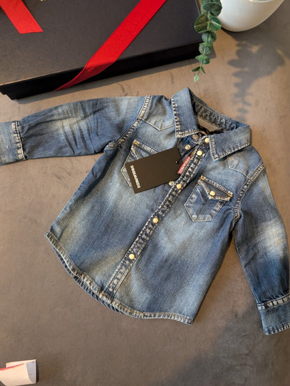 New Dsquared2 Baby Kids Shades Denim Shirt Gift 12m Smart Casual RRP £198