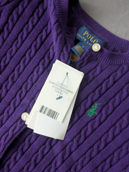 New Ralph Lauren Girls Knitted Cardigan 4 Years BNWT Gift Smart Deep Purple