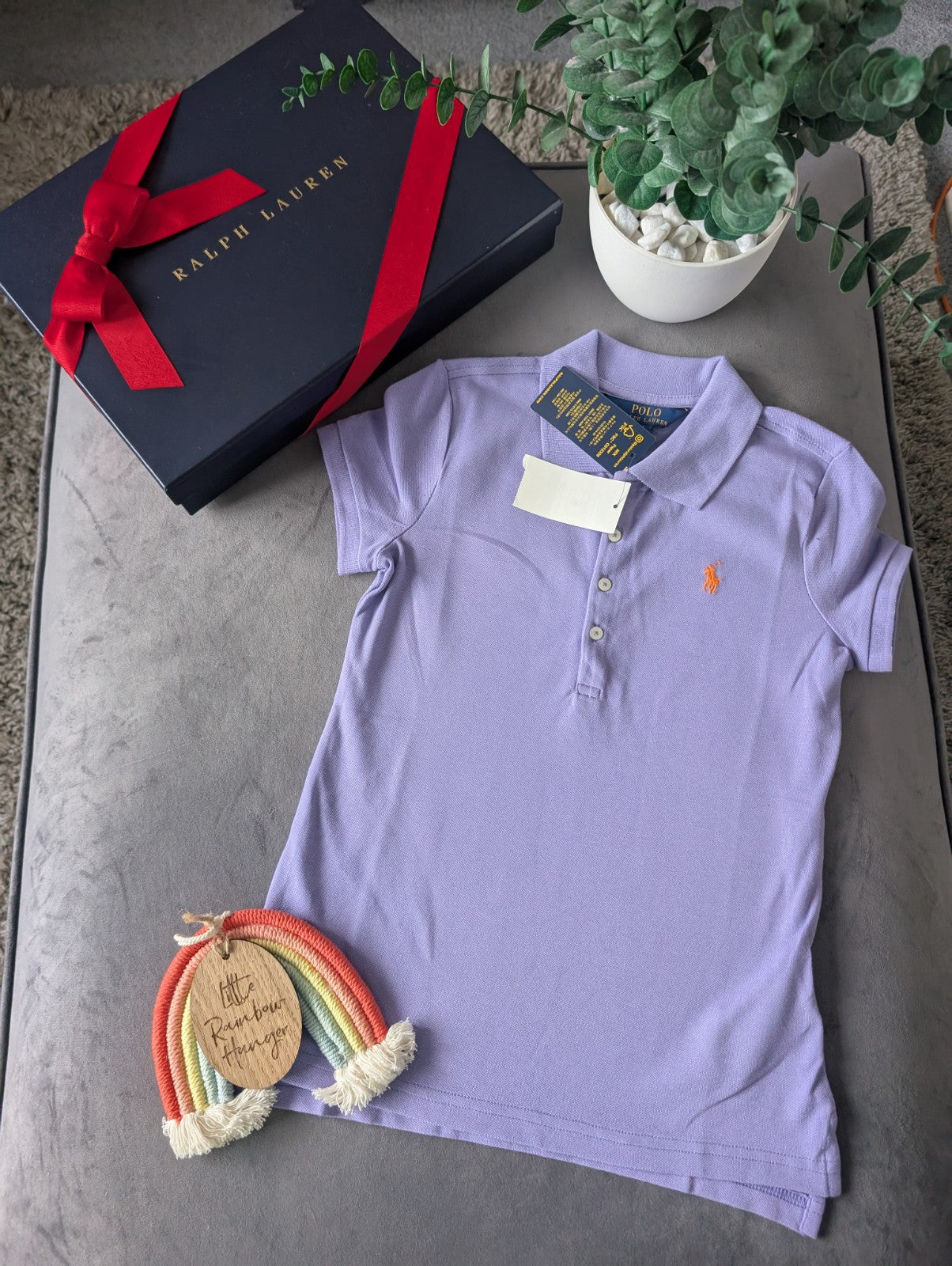 New Ralph Lauren Girls Polo Shirt Short Sleeve Purple Age 8 Smart Casual Gift