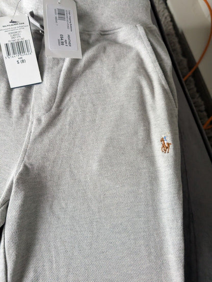 New Kids Grey Unisex Ralph Lauren Logo Jogging Bottoms In Heather Age 8 RRP £64