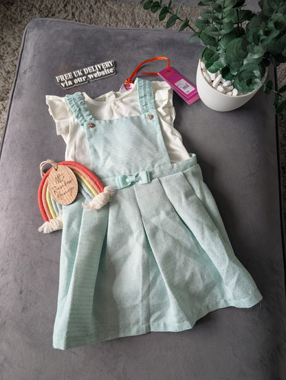 New Girls Ted Baker Mint Pinafore Glitter Dress 2 Pcs Set Occasion 2-3yr Pretty