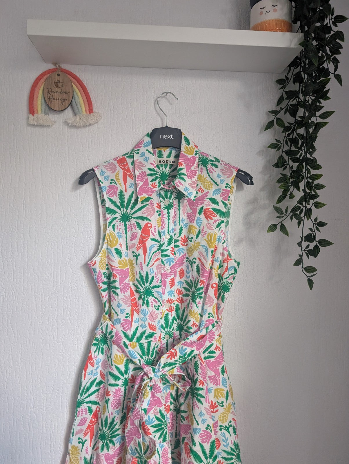 Worn Once BODEN AMY SLEEVELESS SHIRT DRESS IN TROPICAL PARADISE SIZE UK 10R