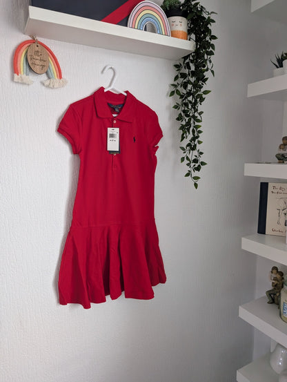 New Ralph Lauren Polo Tennis Dress Red Size Girls M 8-10 Years Gift Occasion