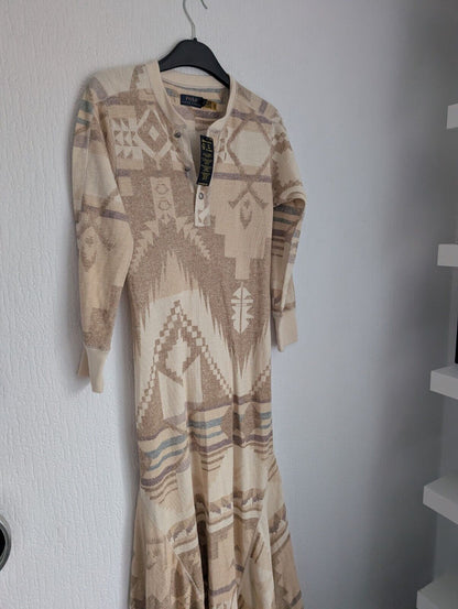 New Stunning Polo Ralph Lauren Southwestern Henley Printed Maxi Dress UK S Maxi