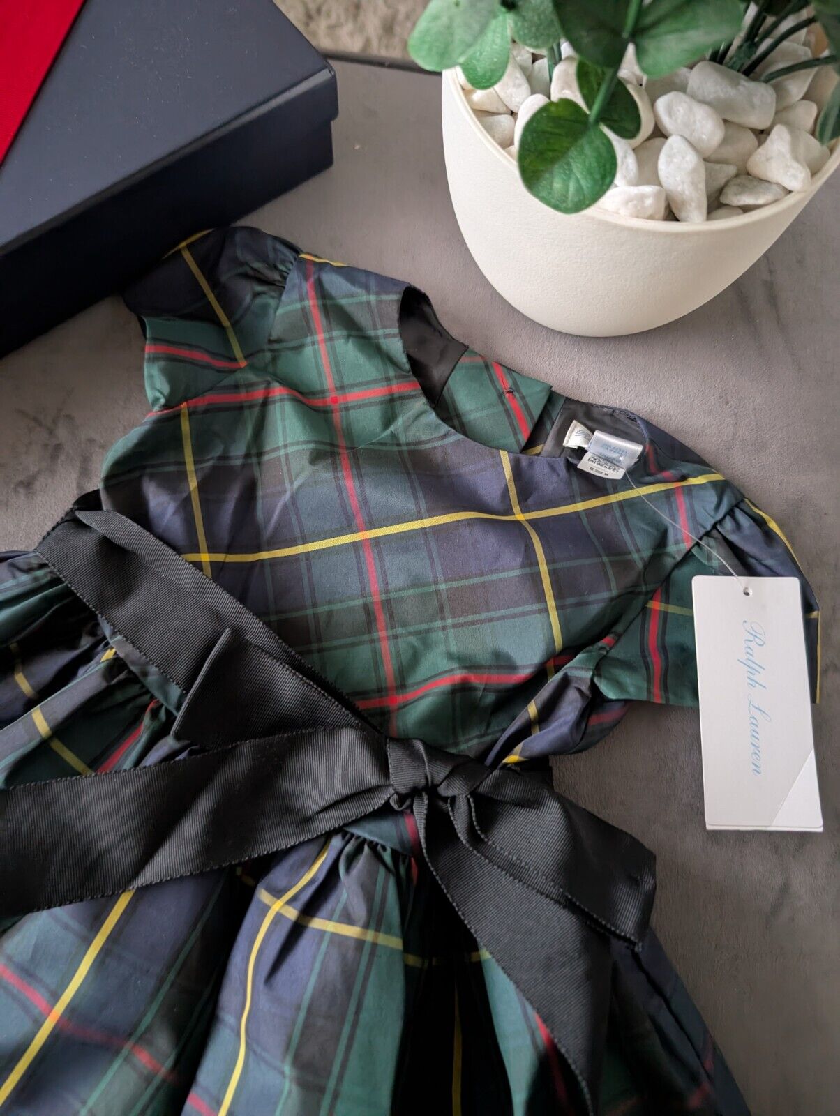 New Ralph Lauren Girls Tartan Plaid Pretty Green Vincenza Dress Gift 12m